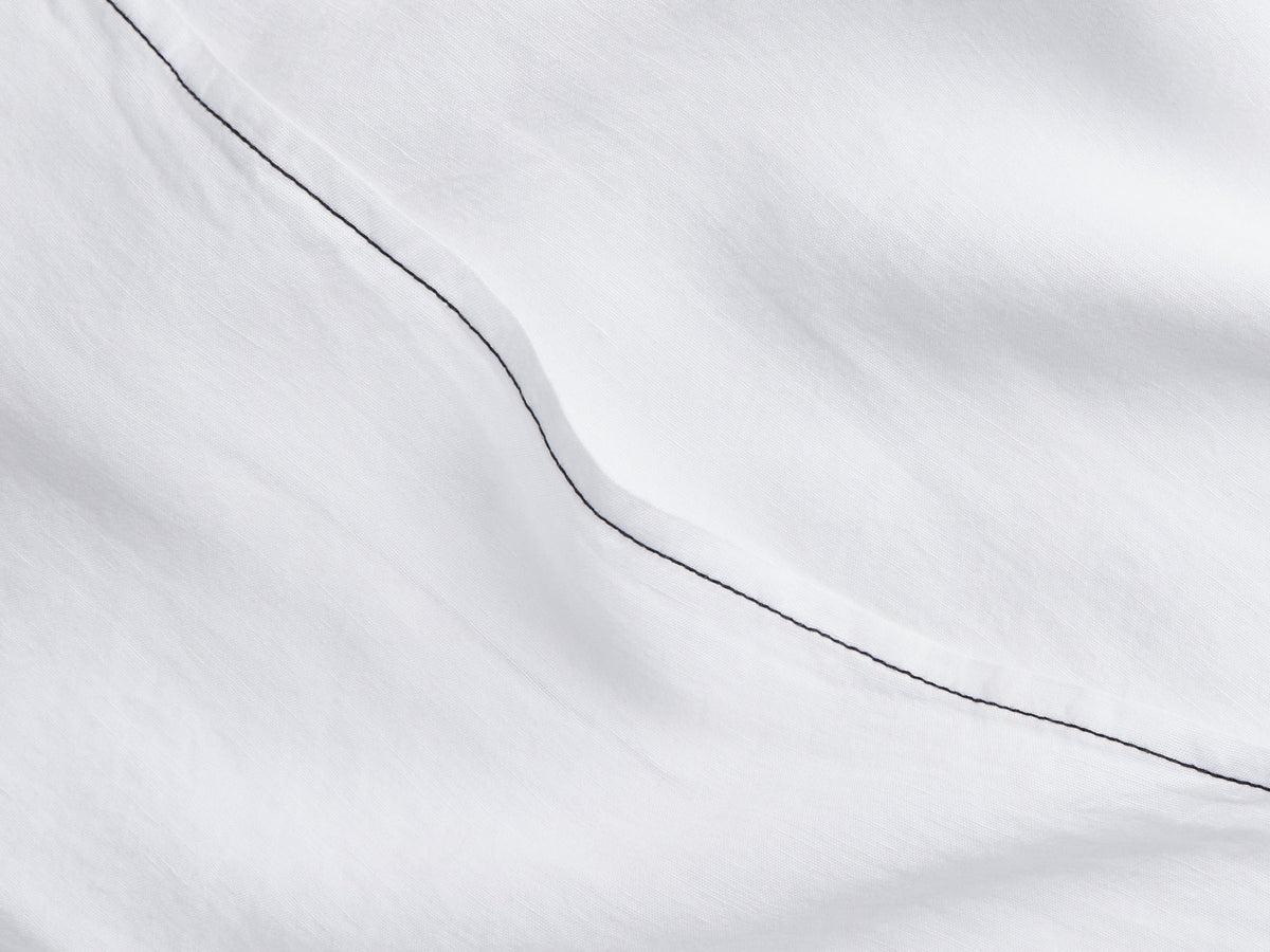 Linen Tencel Pillowcase Set - FINAL SALE (White with Black) - Image 3