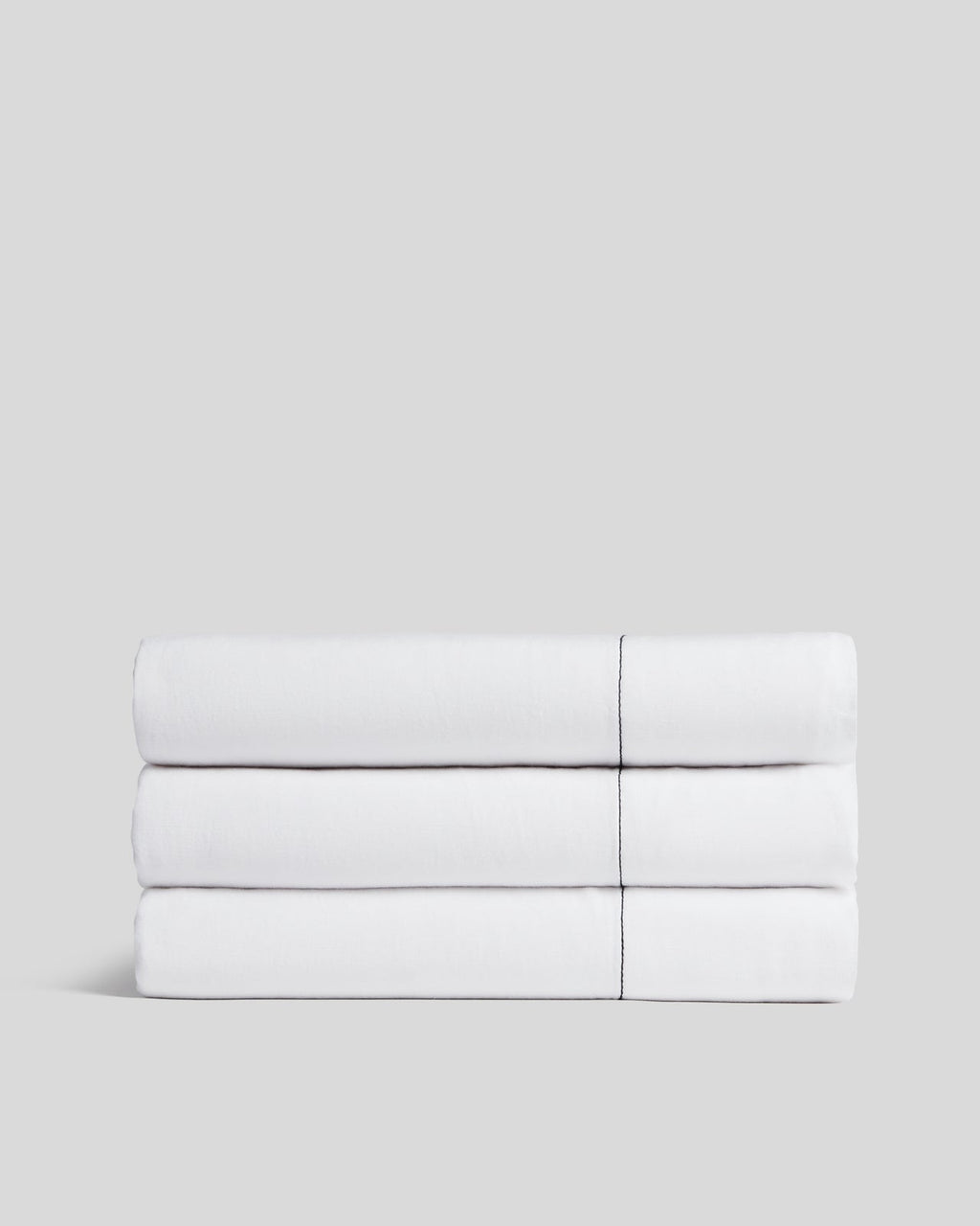 Linen Tencel Top Sheet - FINAL SALE (White with Black)