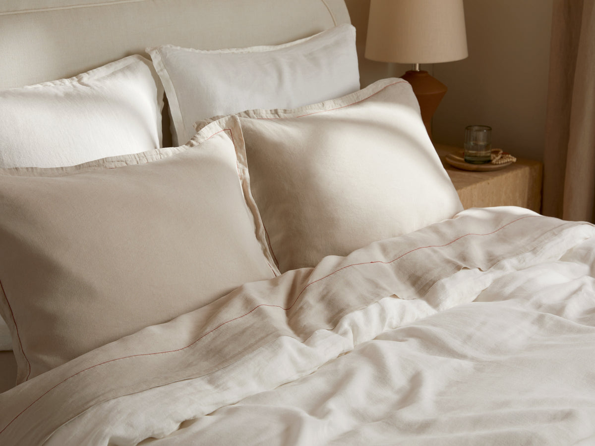 Linen Tencel Pillowcase Set - FINAL SALE (Bone with Canyon) - Image 2