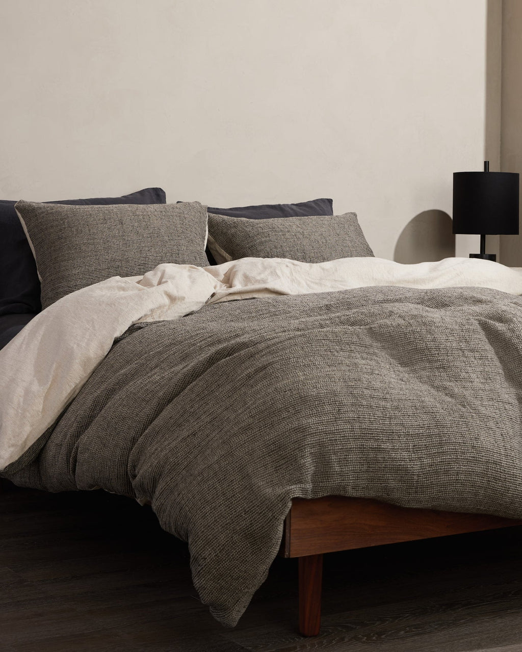 Honeycomb Sham Set - FINAL SALE (Soft Black and Natural) - Image 2