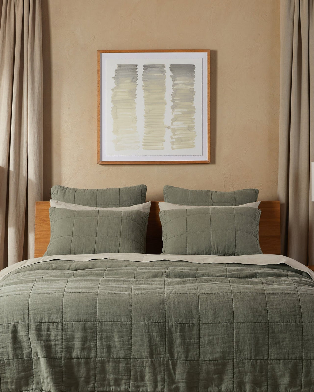 Linen Box Quilted Euro Sham (Moss) - Image 3