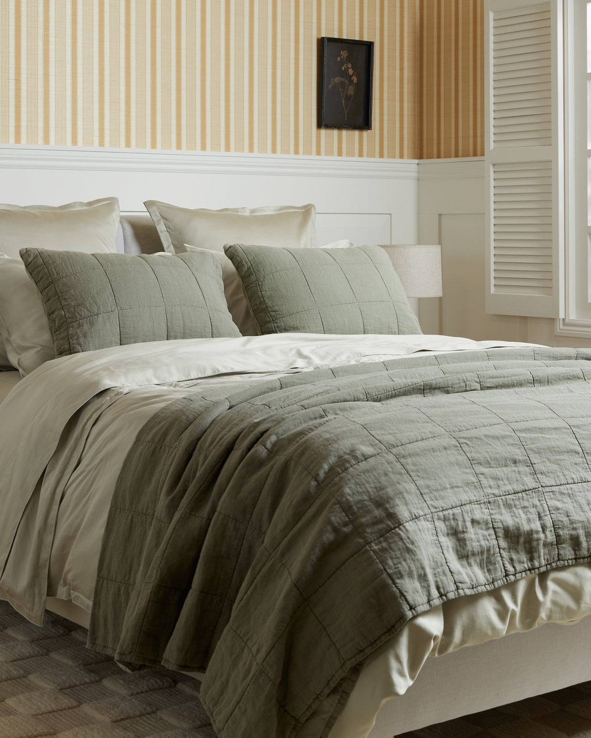 Linen Box Quilted Sham Set (Moss) - Image 4