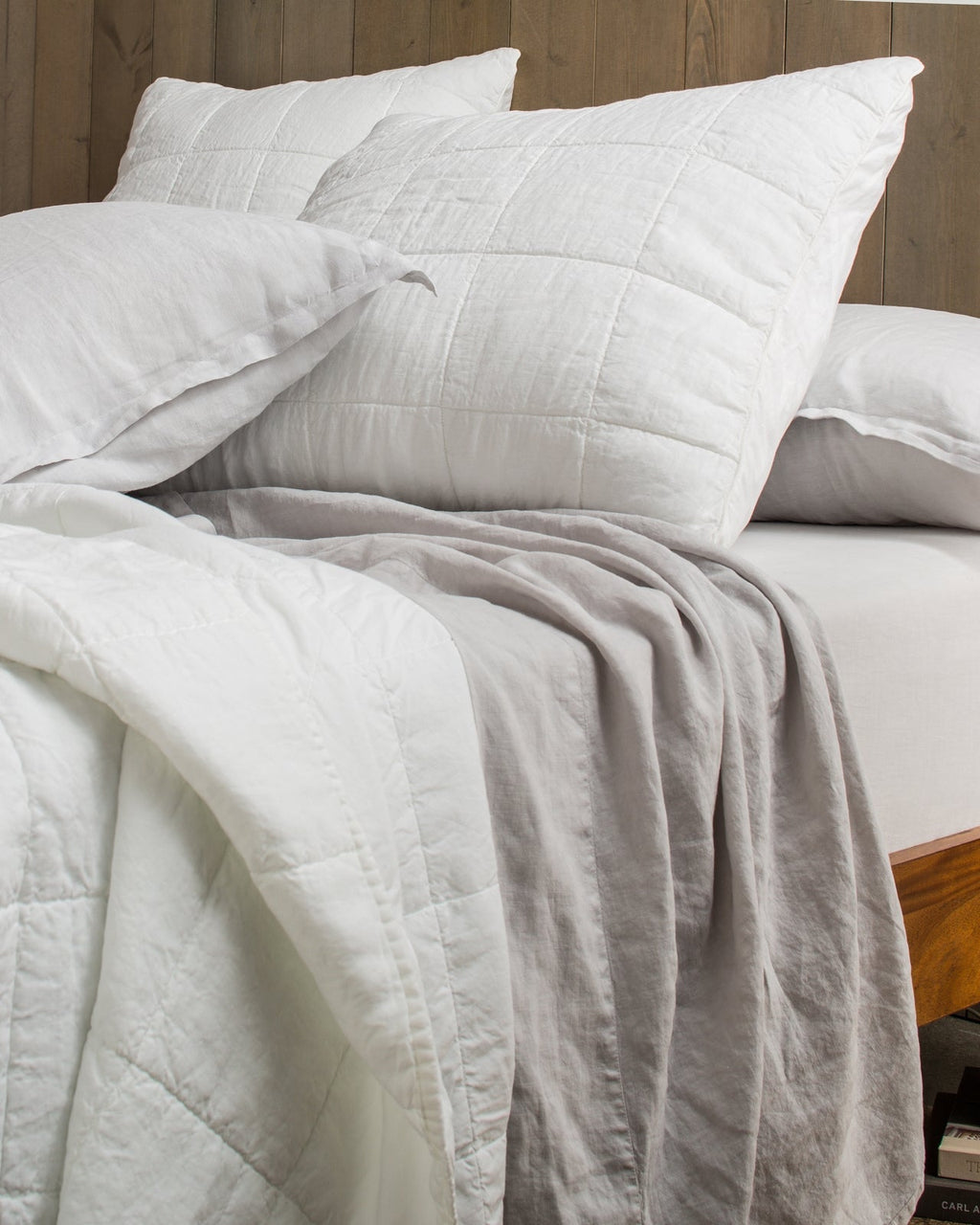Linen Box Quilted Sham Set (White) - Image 5