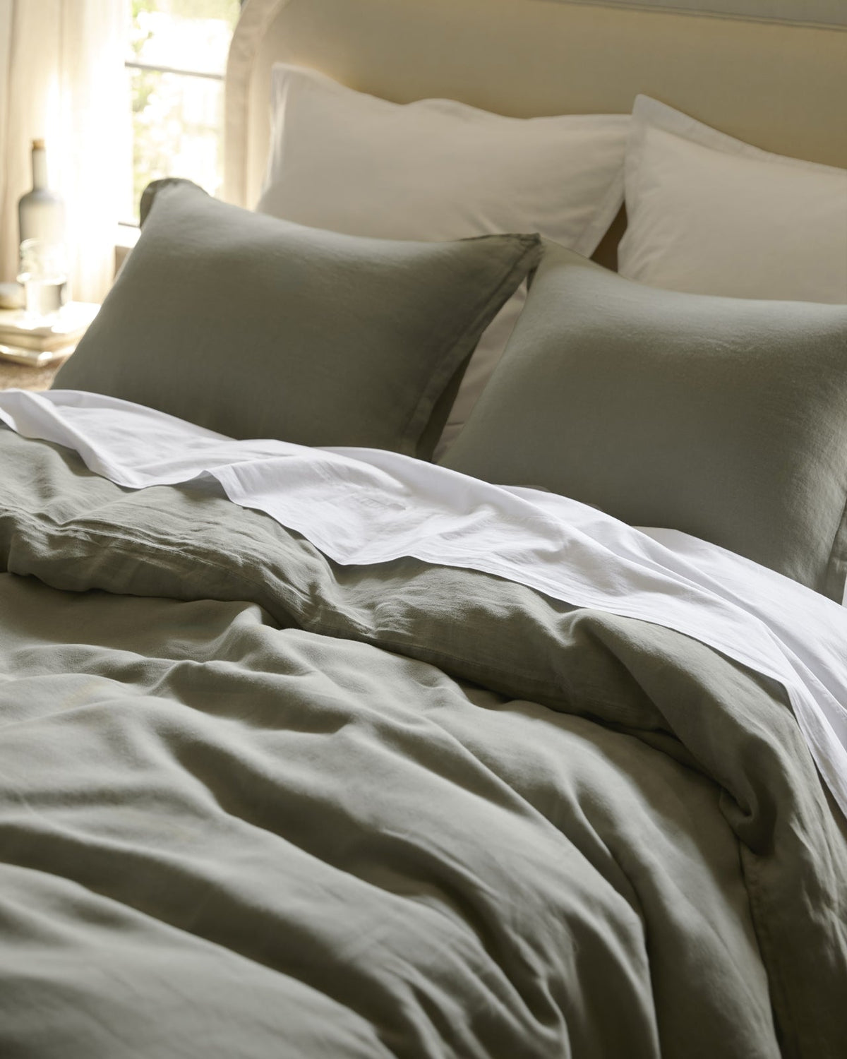 Linen Duvet Cover Set - Moss F/Q - Image 2