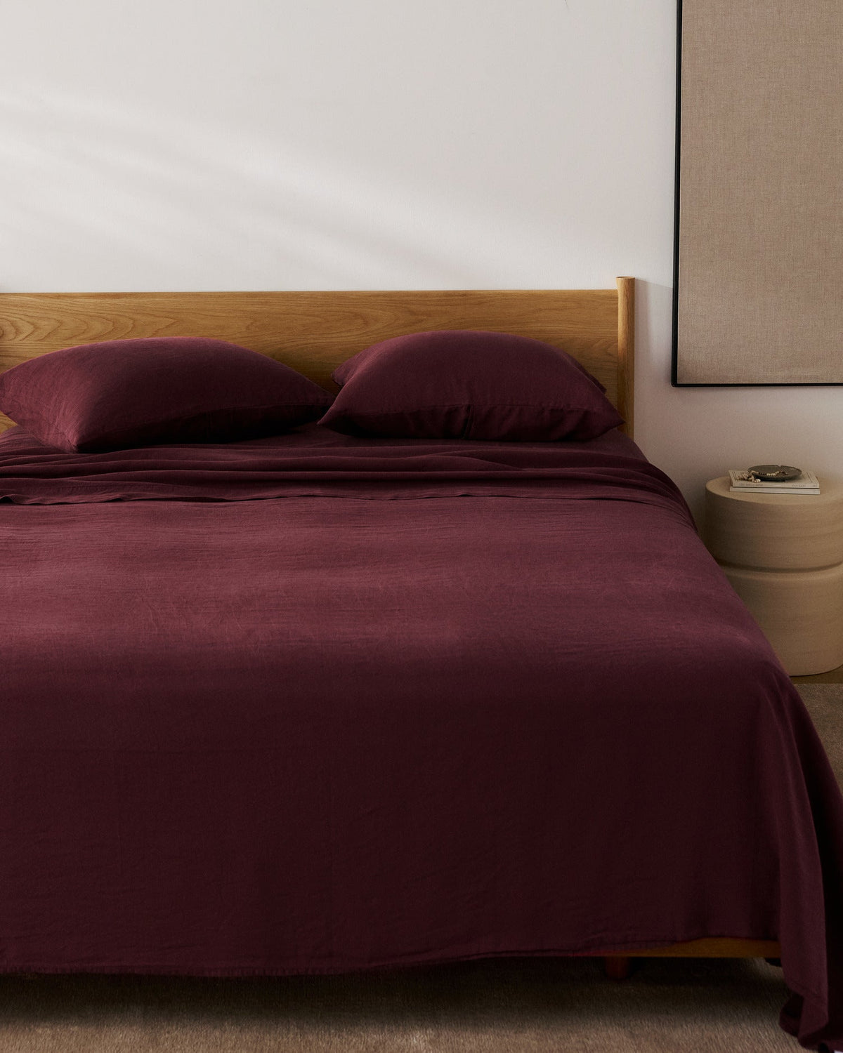 Linen Tencel Fitted Sheet (Garnet) - Image 4
