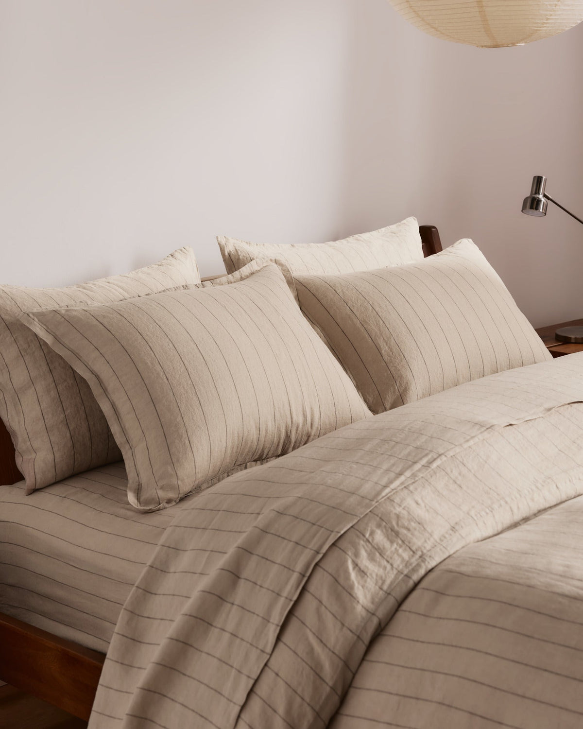 Linen Duvet Cover Set - Bone Stripe K/CK - Image 4