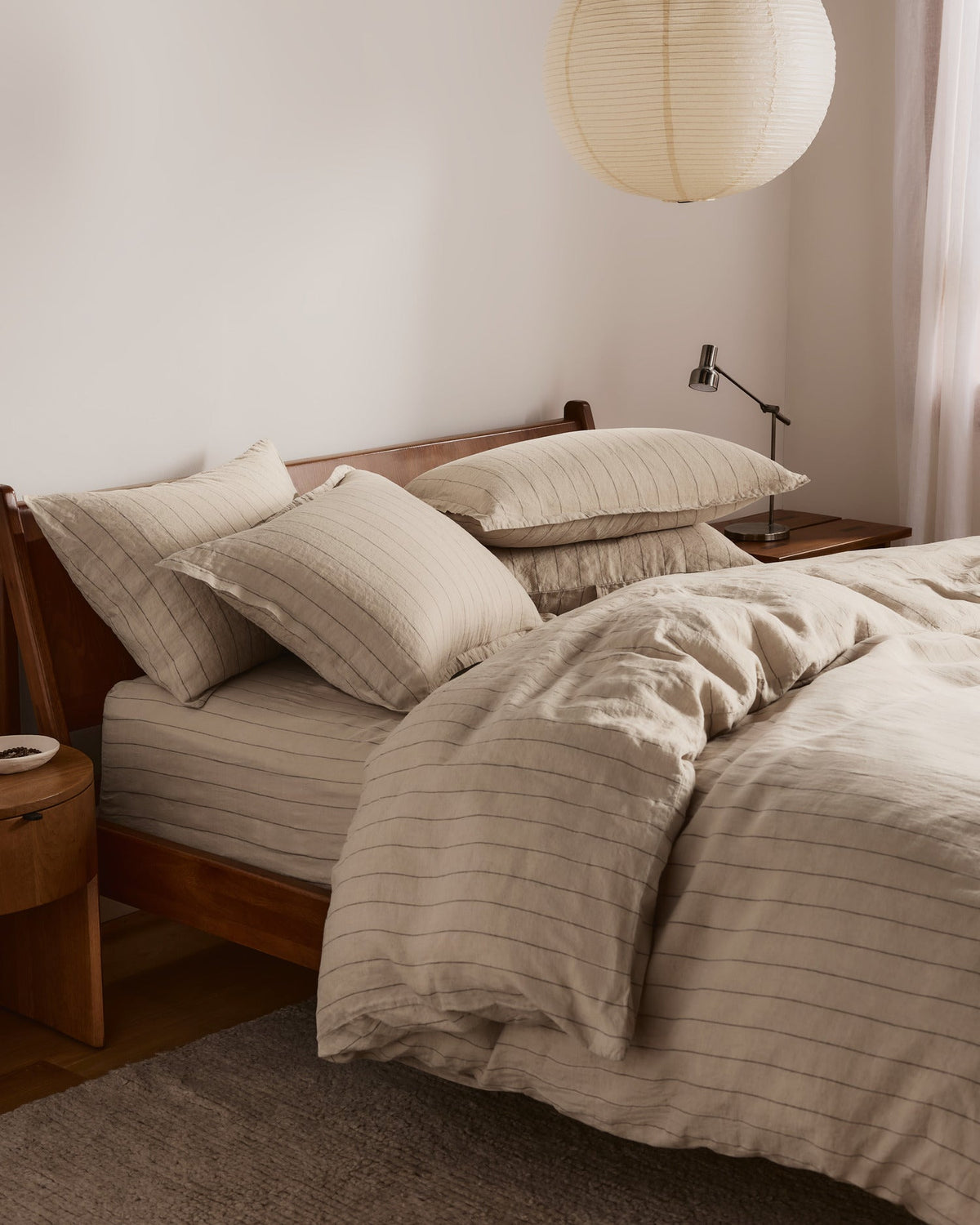 Linen Duvet Cover Set - Bone Stripe K/CK - Image 2