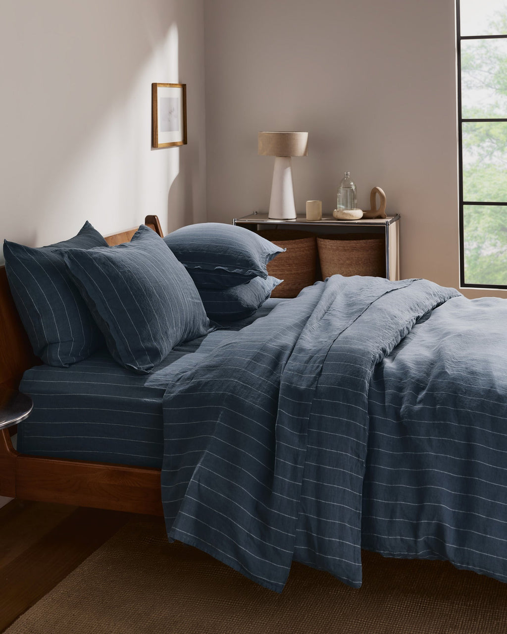 Linen Fitted Sheet (Dusk Stripe) - Image 4