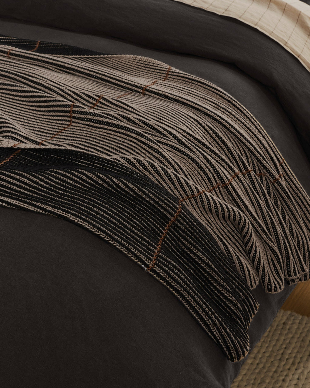 Organic Two Tone Rib Knit Throw (Toast and Onyx) - Image 4