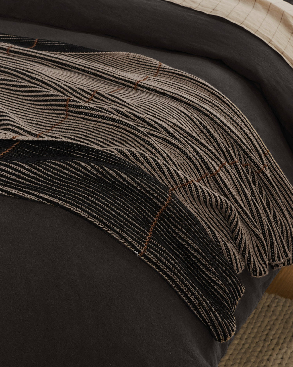 Organic Two Tone Rib Knit Throw (Toast and Onyx) - Image 4