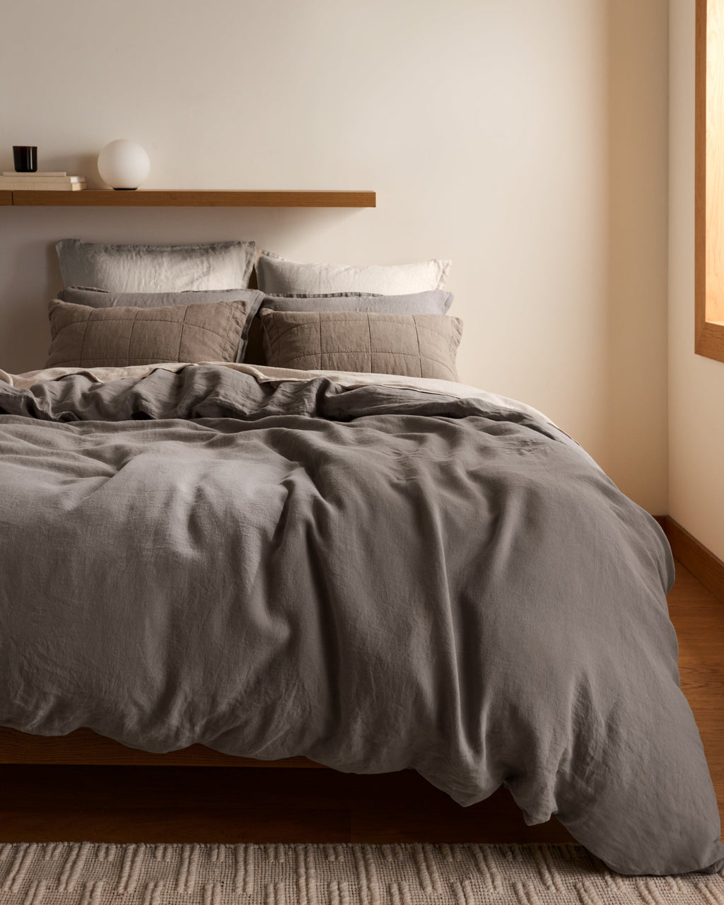 Linen Duvet Cover Set - Pebble F/Q - Image 2