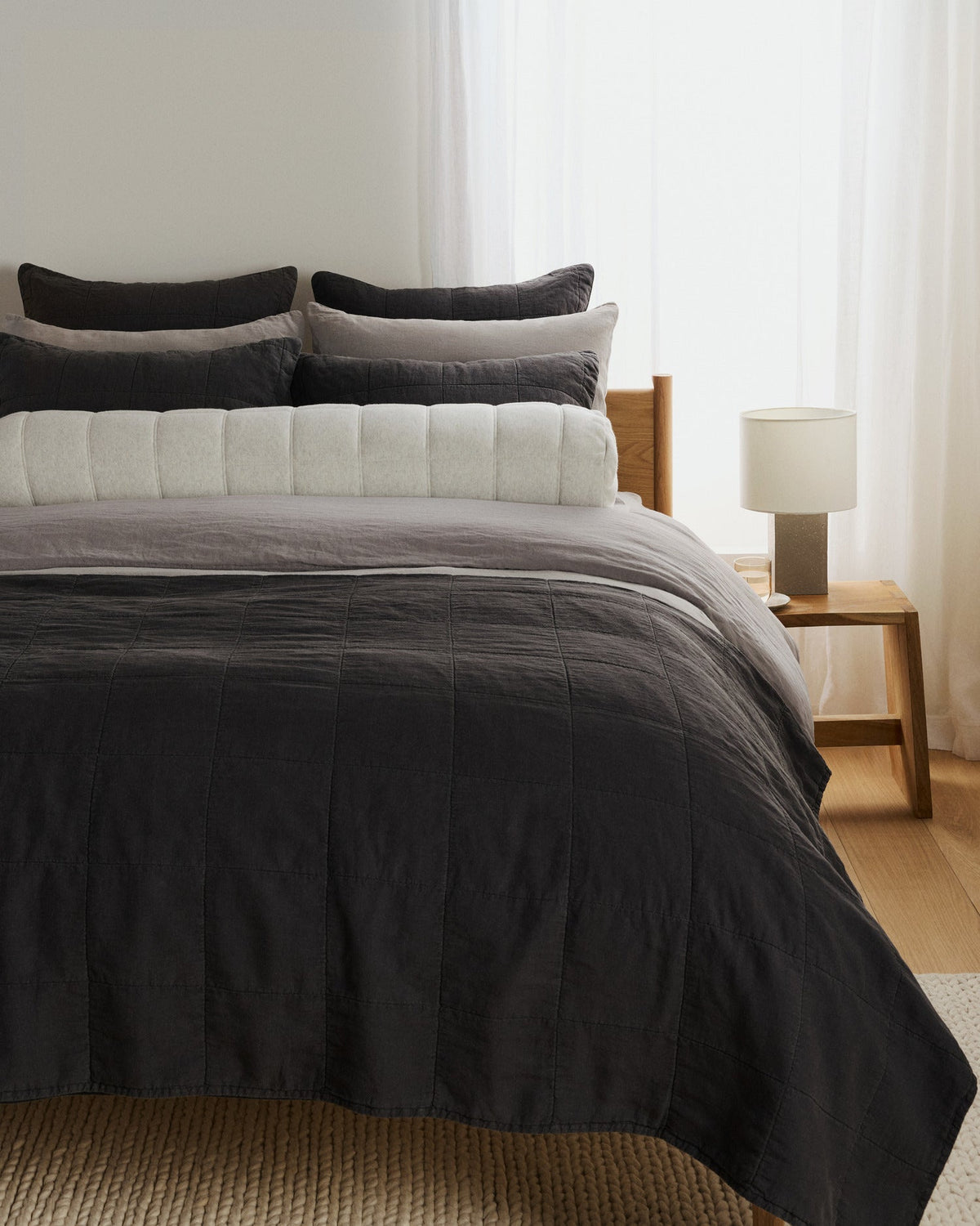 Linen Box Quilted Euro Sham (Onyx) - Image 4
