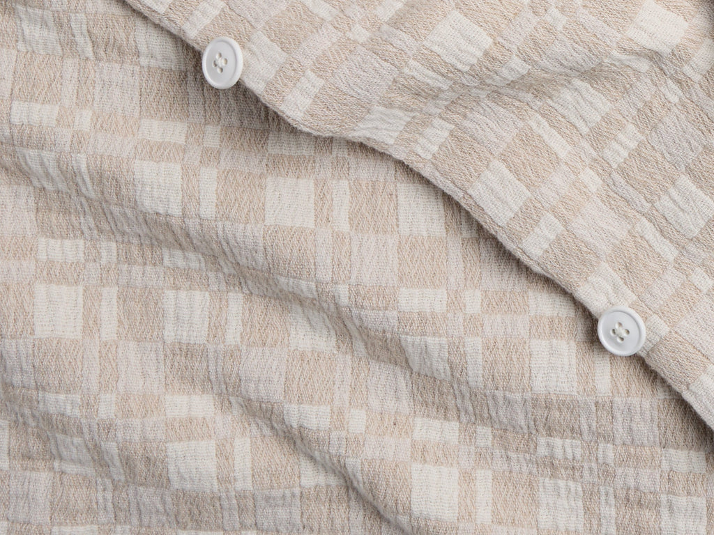 Modern Check Jacquard Duvet Cover (Cream and Bone) - Image 3
