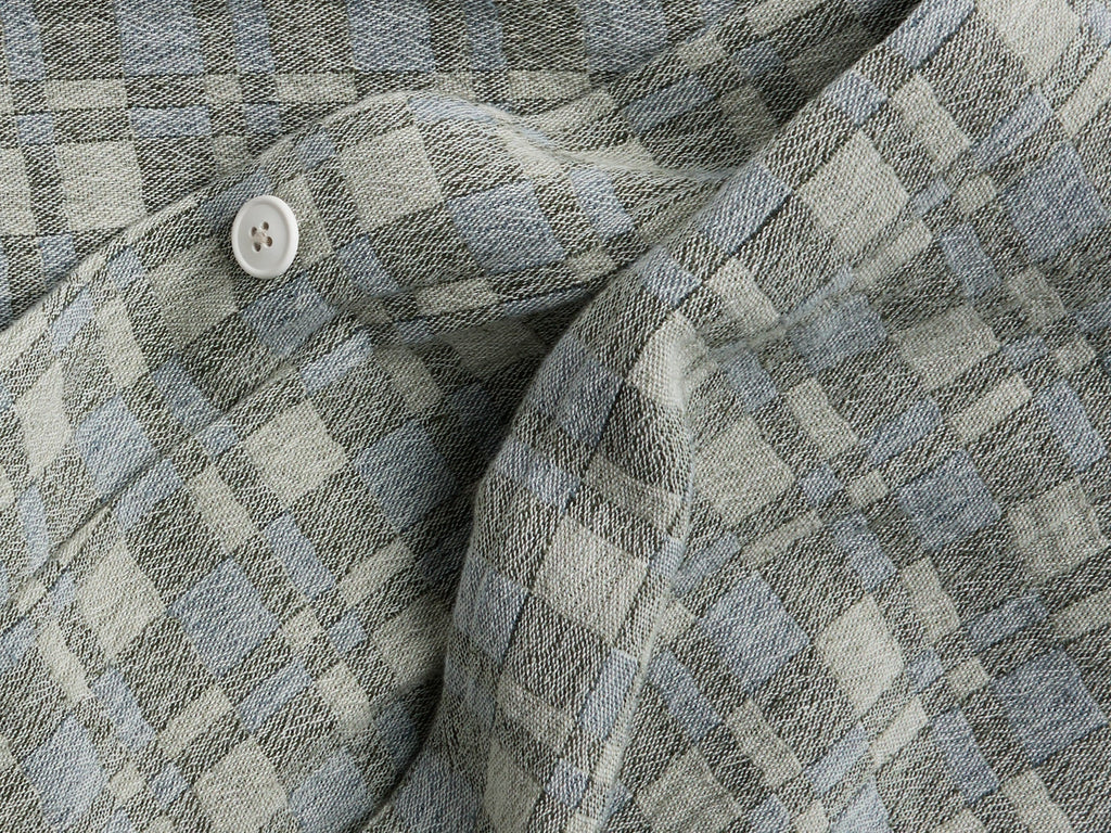Modern Check Jacquard Duvet Cover (Dusk and Moss) - Image 3