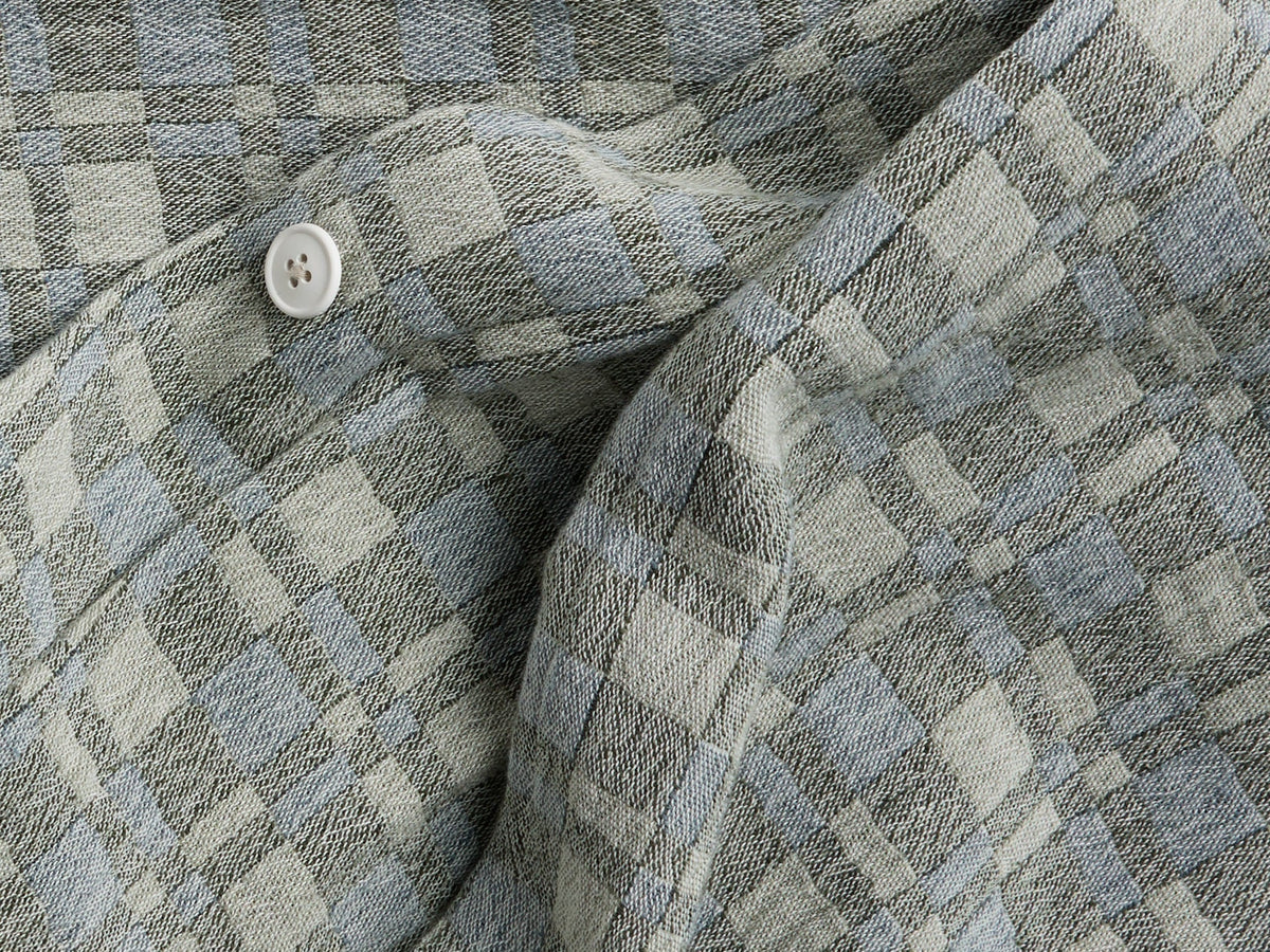 Modern Check Jacquard Duvet Cover (Dusk and Moss) - Image 3