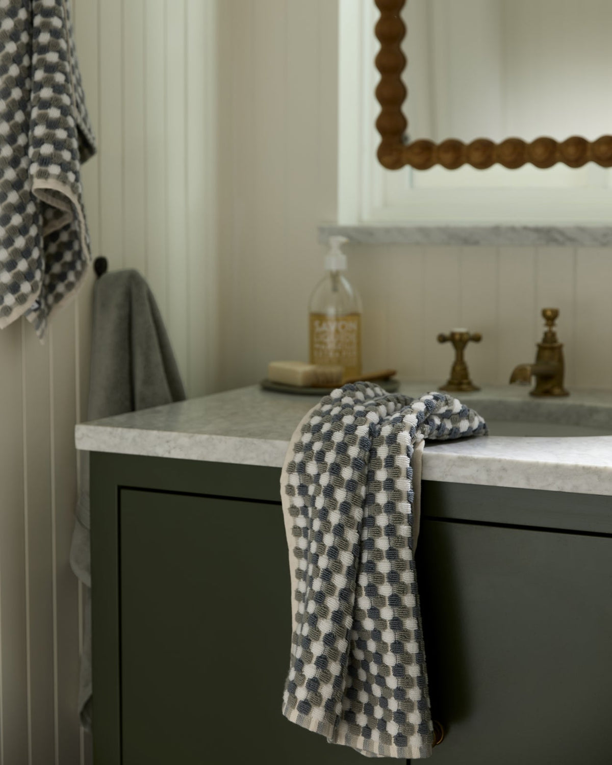 Organic Cotton Mosaic Towels (Moss and Dusk) - Image 2