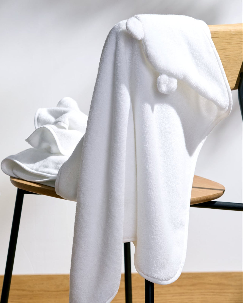 Organic Hooded Toddler Towel with Ears (White) - Image 4
