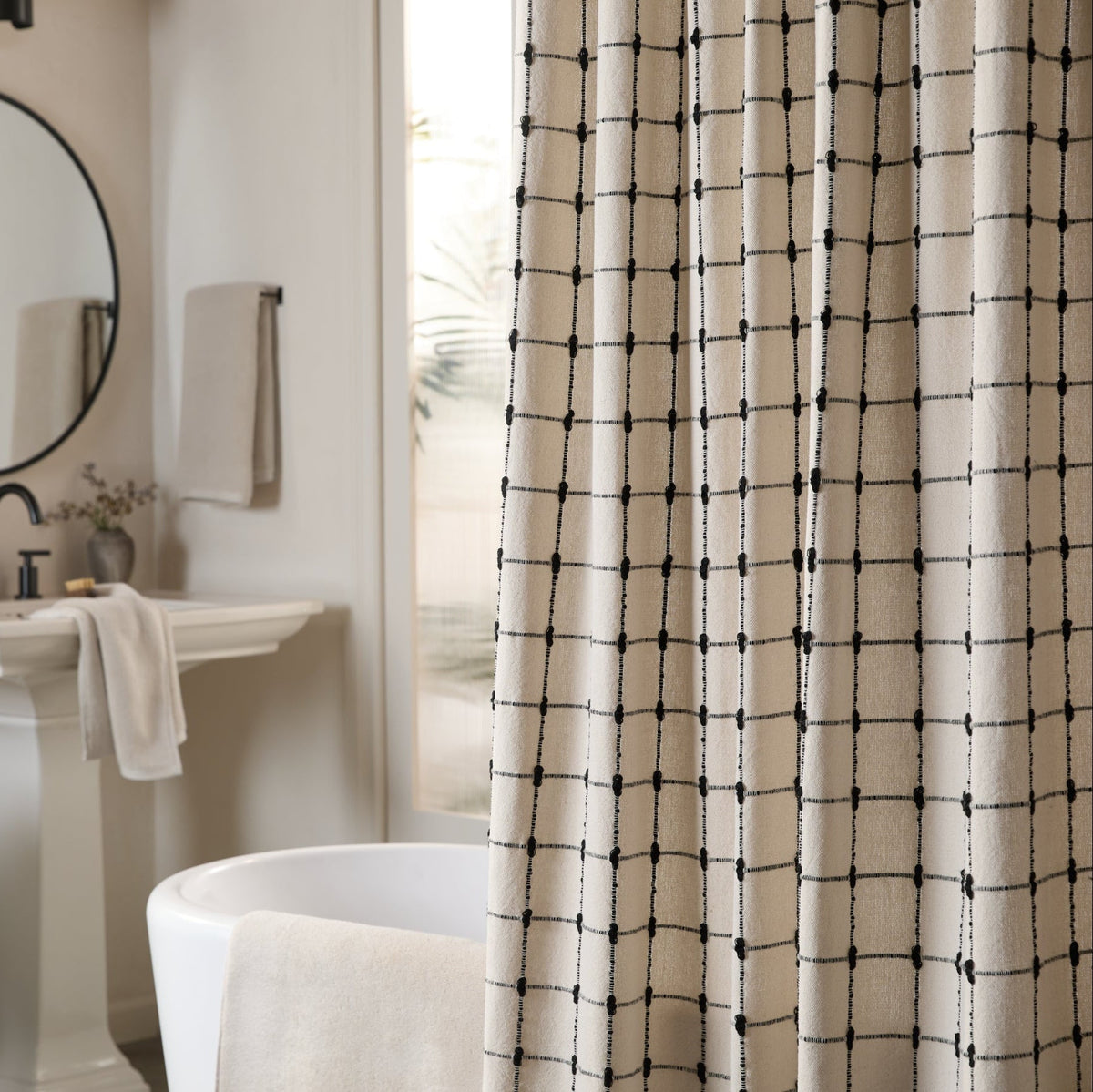 Organic Oasis Shower Curtain (Natural with Soft Black) - Image 4