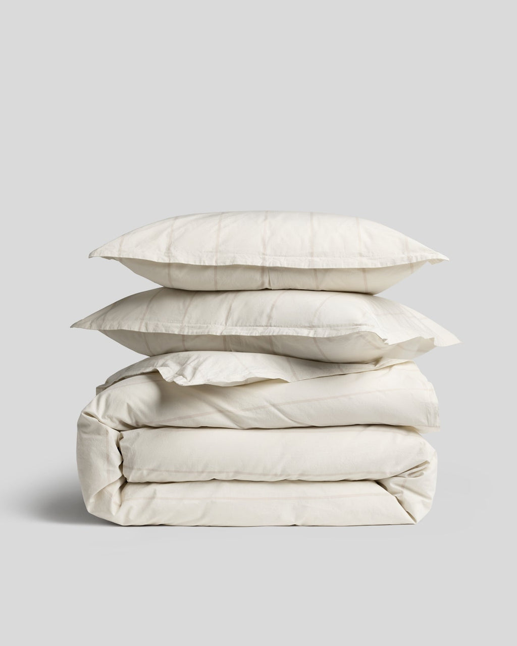 Percale Duvet Cover Set - Bone Stripe K/CK
