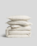 Percale Duvet Cover Set - Bone Stripe K/CK