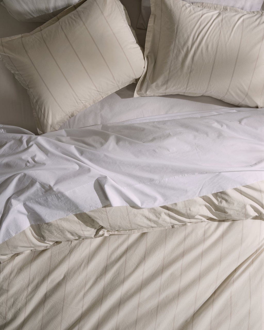 Percale Duvet Cover Set - Bone Stripe K/CK - Image 2