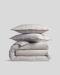 Percale Duvet Cover Set - Pebble Stripe TW/XL