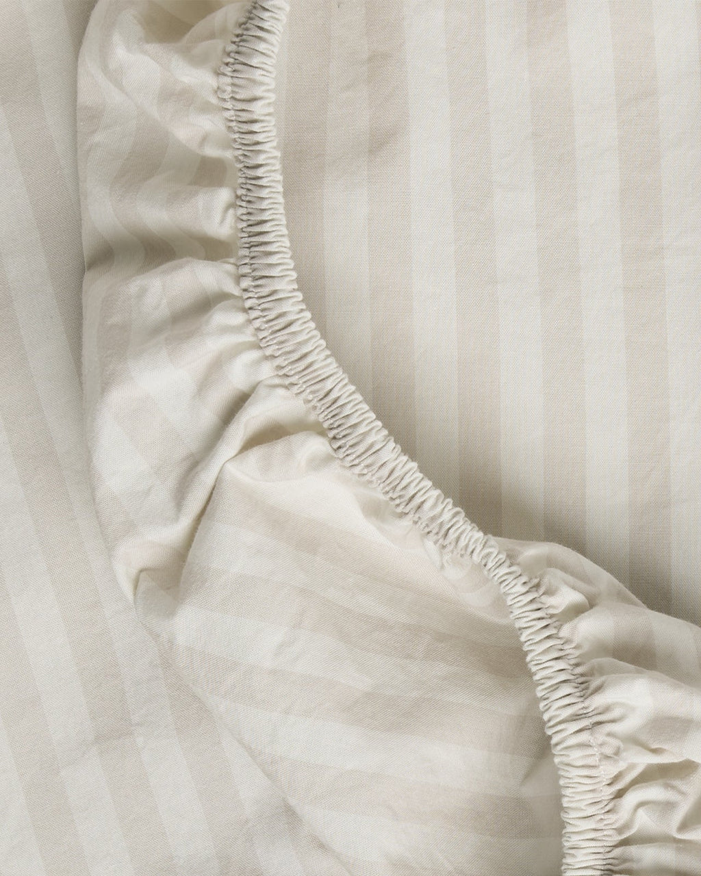 Percale Fitted Sheet (Bone Stripe) - Image 3