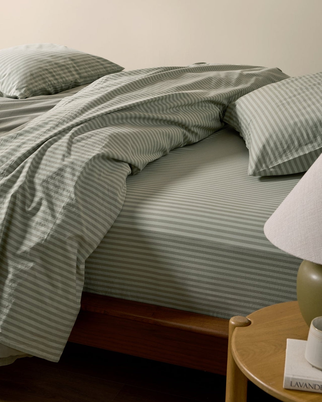 Percale Sheet Set - Moss Stripe F/Q - Image 2