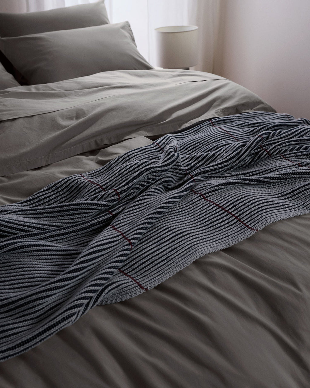 Organic Two Tone Rib Knit Throw (Ink and Sky) - Image 2