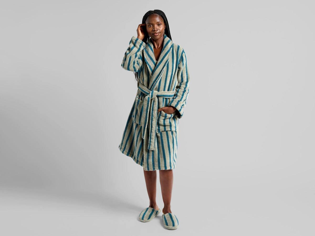 Terry Stripe Robe - FINAL SALE (Moss and Peacock) - Image 2